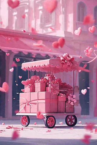 粉色可爱礼盒礼物，购物电商礼品