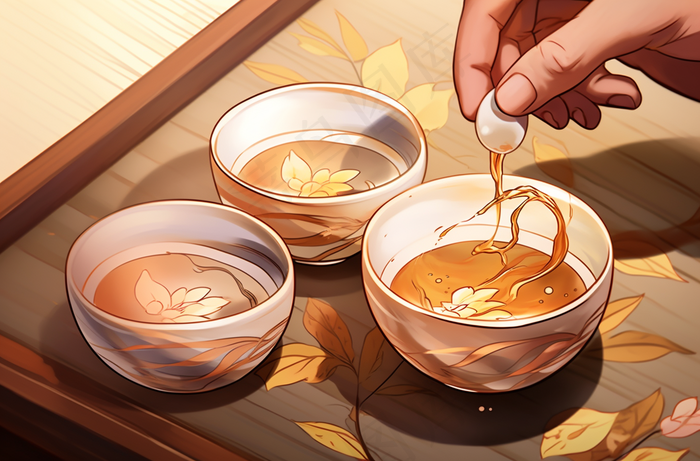 泡茶倒茶茶具插画背景(4080x2688)