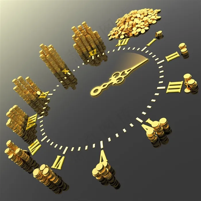 金色硬币钟表图片