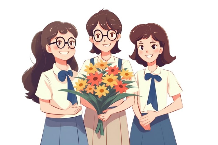 教师节师生插画