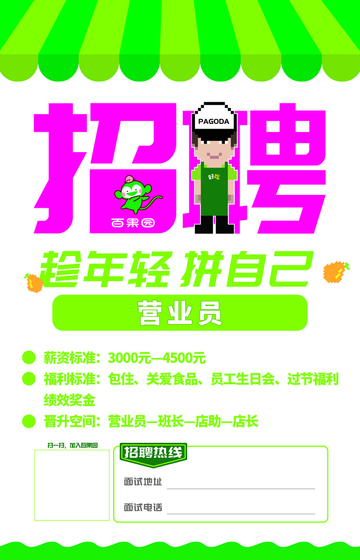 招聘 拼自己 趁年轻 营业员