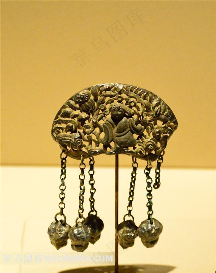 和合二仙银饰件