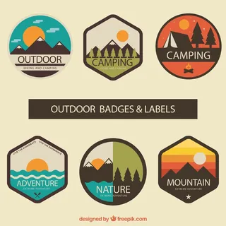 免抠户外运动标签徽章