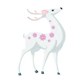 手绘国潮中国风敦煌神话九色鹿仙鹿麋鹿白鹿插画装饰PSD设计素材