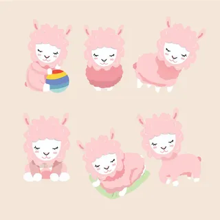 复活节可爱的卡通羊合集