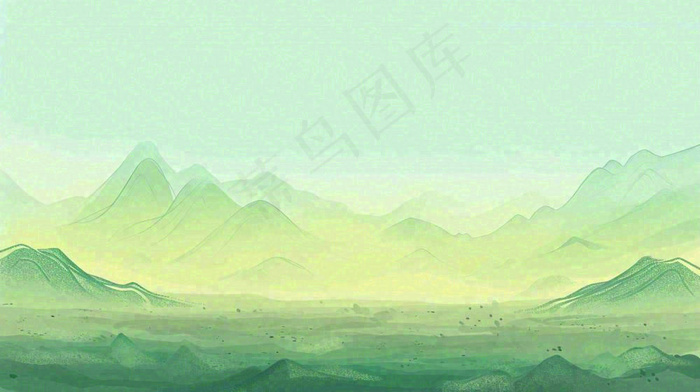 绿色延绵山脉意境国风