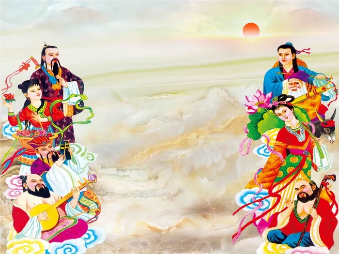 八仙过海各显神通背景墙psd模版下载