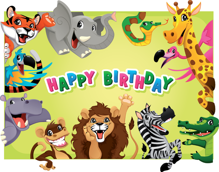 卡通动物生日快乐
