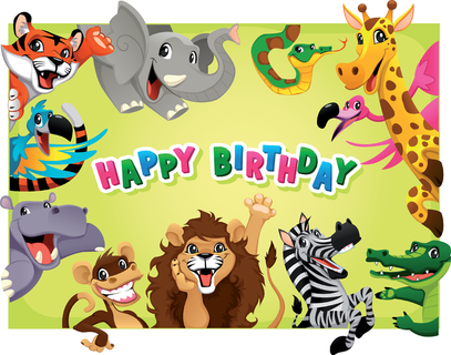 卡通动物生日快乐