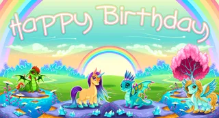 卡通动物彩虹生日快乐