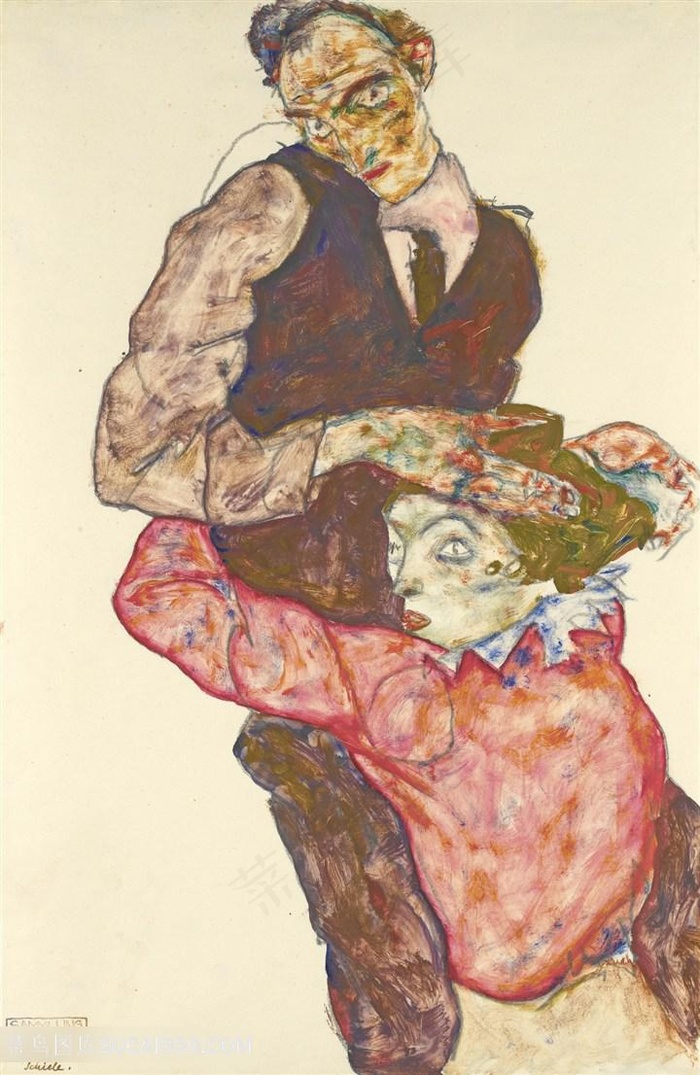 席勒彩绘情侣装饰画