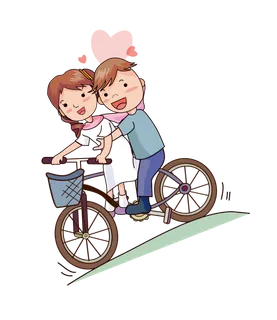 情侣骑车卡通