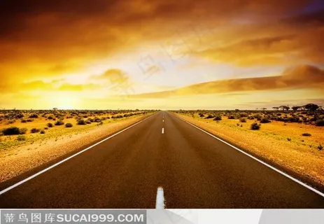 金色道路云层天空自然风景图片素材