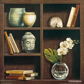 唯美柜子花卉书油画