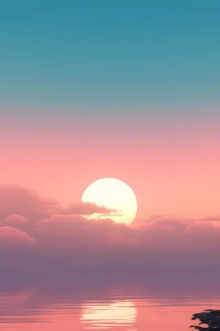 落日山脉青色简约背景