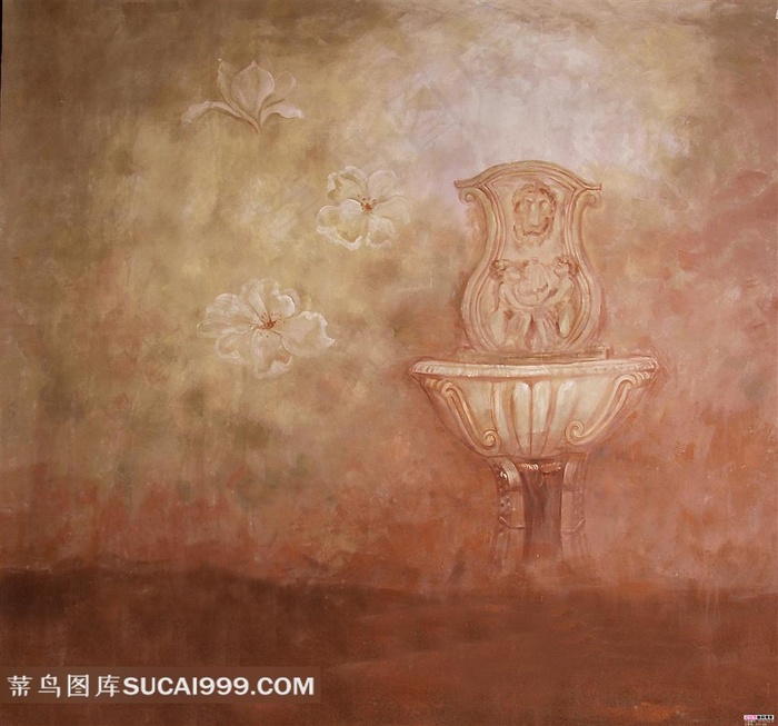 水彩花朵影楼背景图