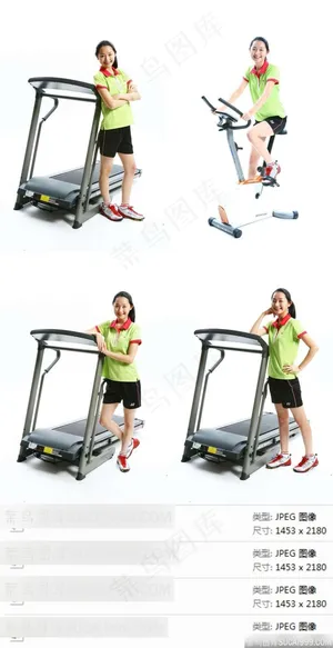 跑步机运动女孩素材
