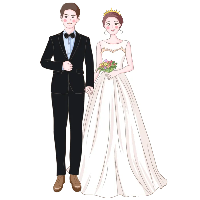 婚纱卡通人物婚礼白纱结婚婚纱摄影手绘