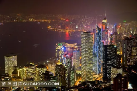 璀璨香港都市夜景素材