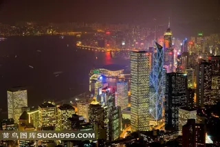 璀璨香港都市夜景素材