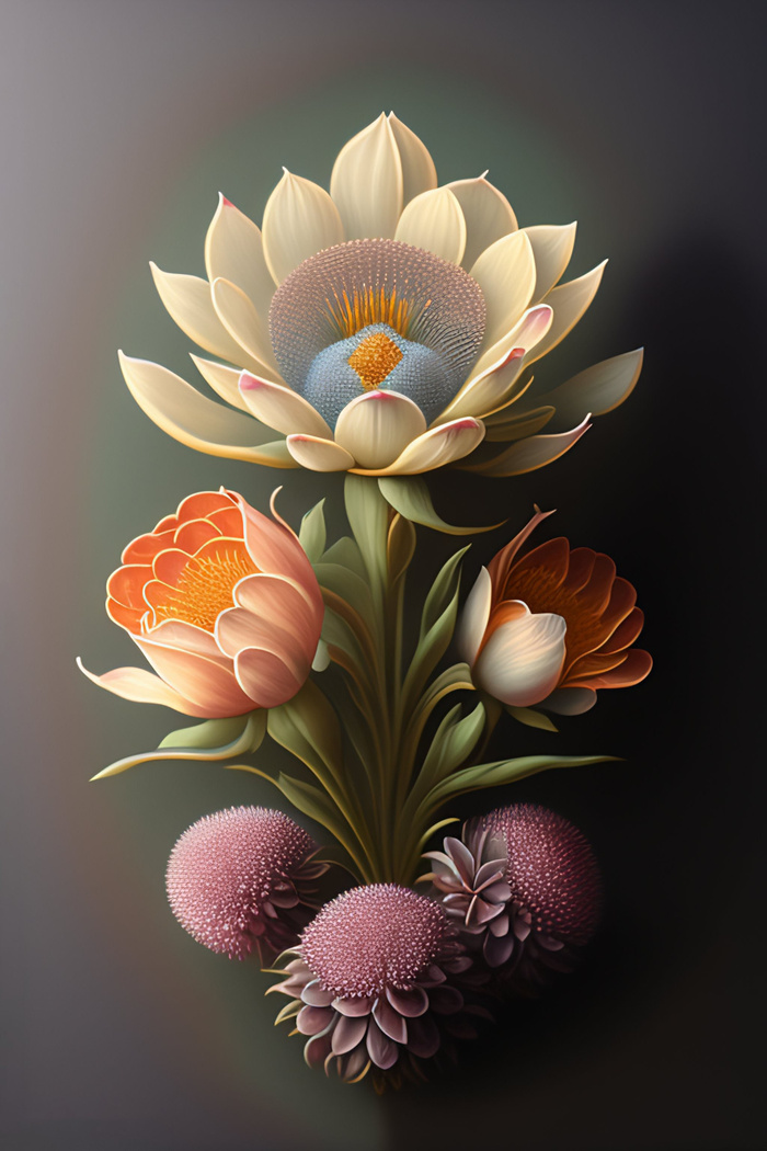 细腻插画花束