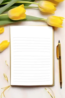 康乃馨黄色纸张笔唯美背景