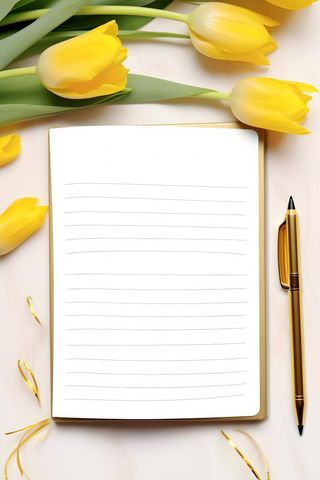 康乃馨黄色纸张笔唯美背景
