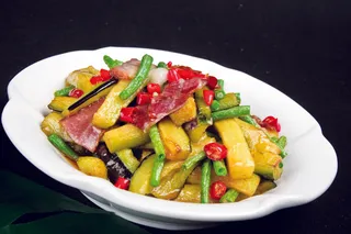 0911XC-487腊味豆角炒紫茄