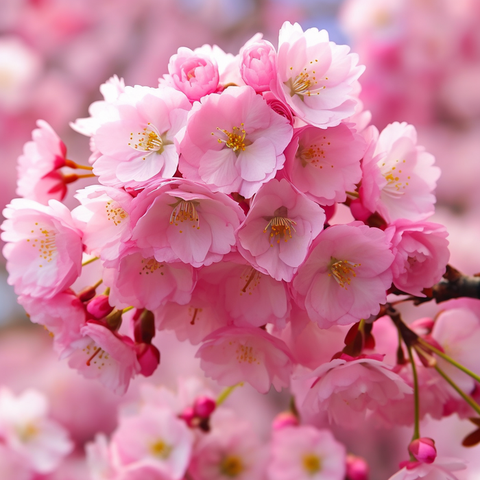 粉色樱花细节特写摄影图