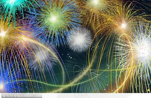 夜空中五颜六色的国庆烟花礼炮 夜空中五颜六色的国庆烟花礼炮