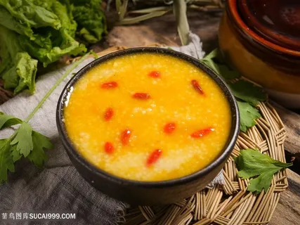 枸杞小米粥摄影图