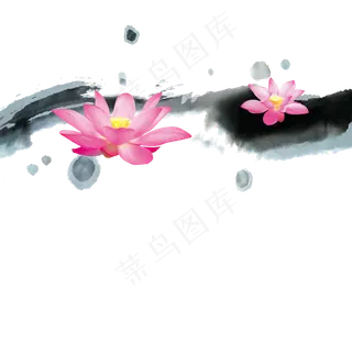 唯美古风水彩手绘荷叶荷花古典水墨荷花