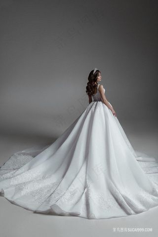 高端婚纱礼服美女全身照高清素材