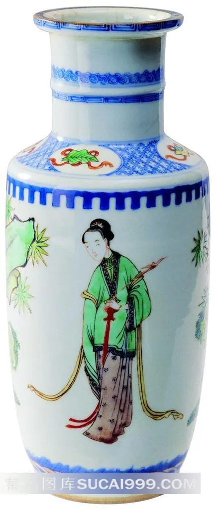 仕女画瓷瓶