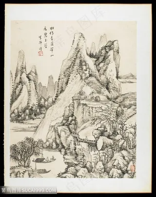 清代画家王宸山水册页峰峦叠翠国画图片