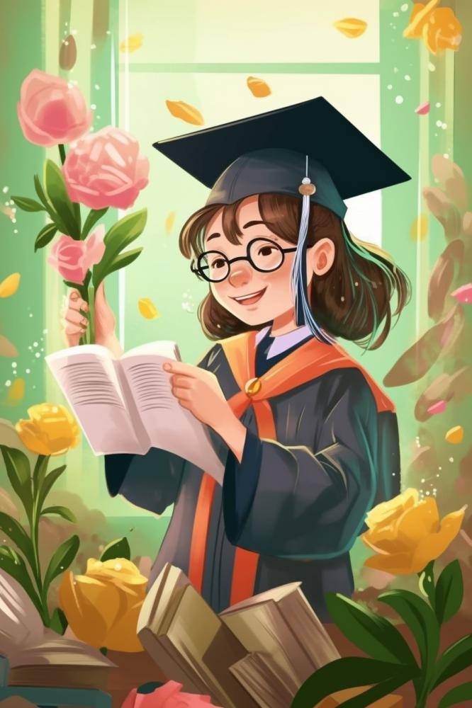 毕业学生穿着学士服花海报素材背景(896x1344)