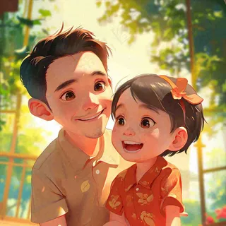 父亲节父爱陪伴子女，阳光温馨父爱