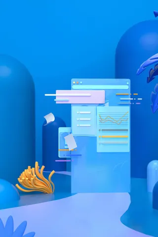 简约商务立体三维蓝色科技风c4d