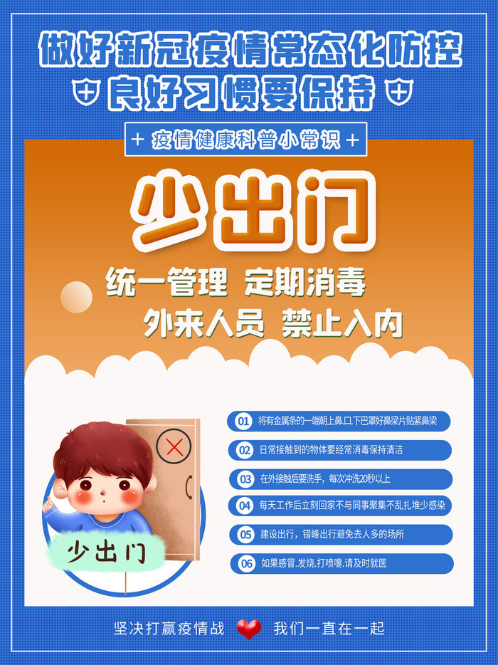 疫情常态化新冠防控系列套图社区宣传公益海报PSD设计素材模板