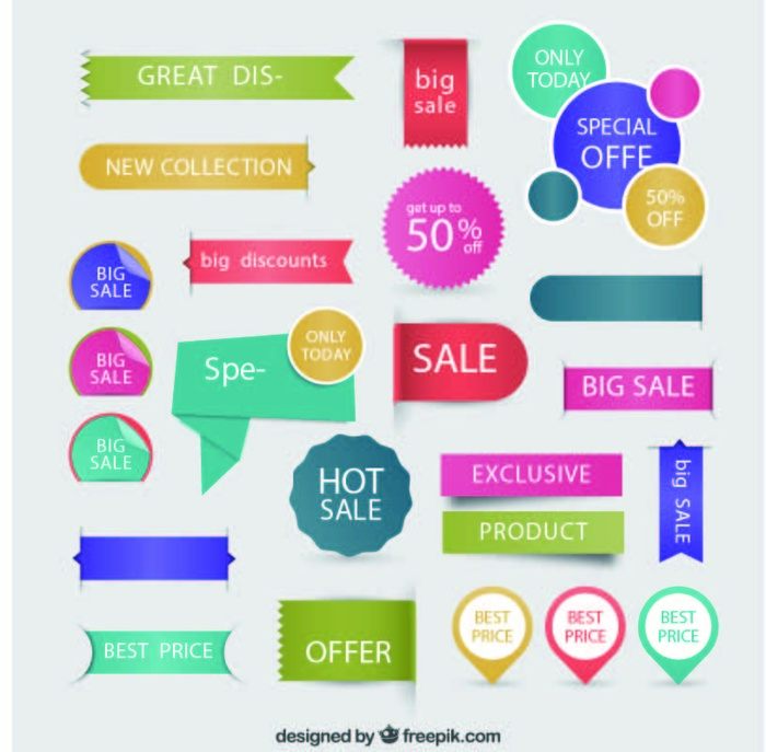 免抠彩色促销标签