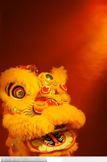 中华传统吉祥物黄色的狮子头