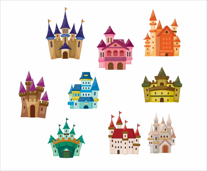 卡通矢量城堡元素