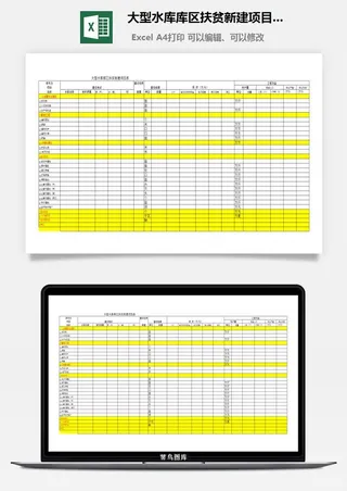 大型水库库区扶贫新建项目表excel模板