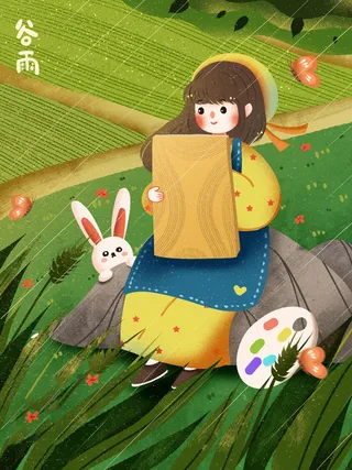 谷雨海报二十四节气插画