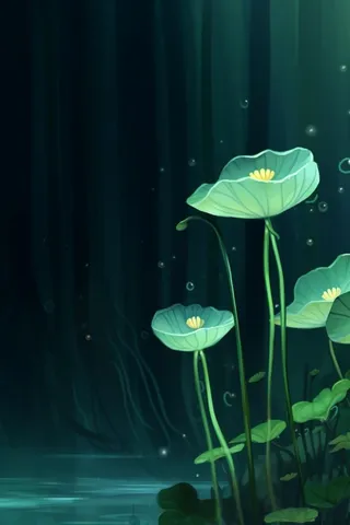 国风夜晚荷花荷叶大气背景