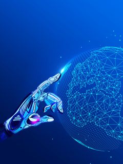 蓝色科技手指科技背景