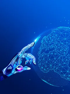 蓝色科技手指科技背景