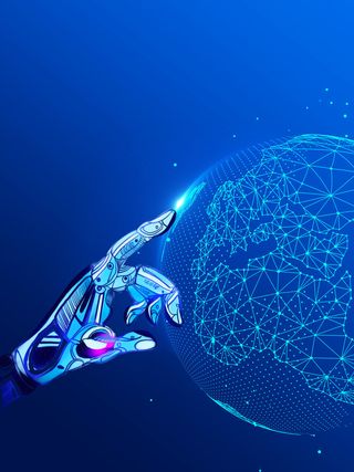 蓝色科技手指科技背景