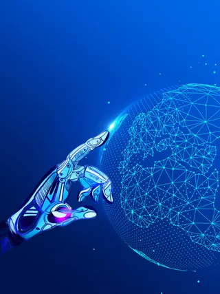 蓝色科技手指科技背景