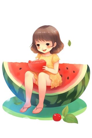 女生吃西瓜